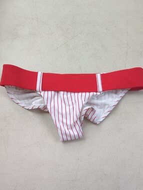 Nicolita Red & White Striped Bikini Bottom